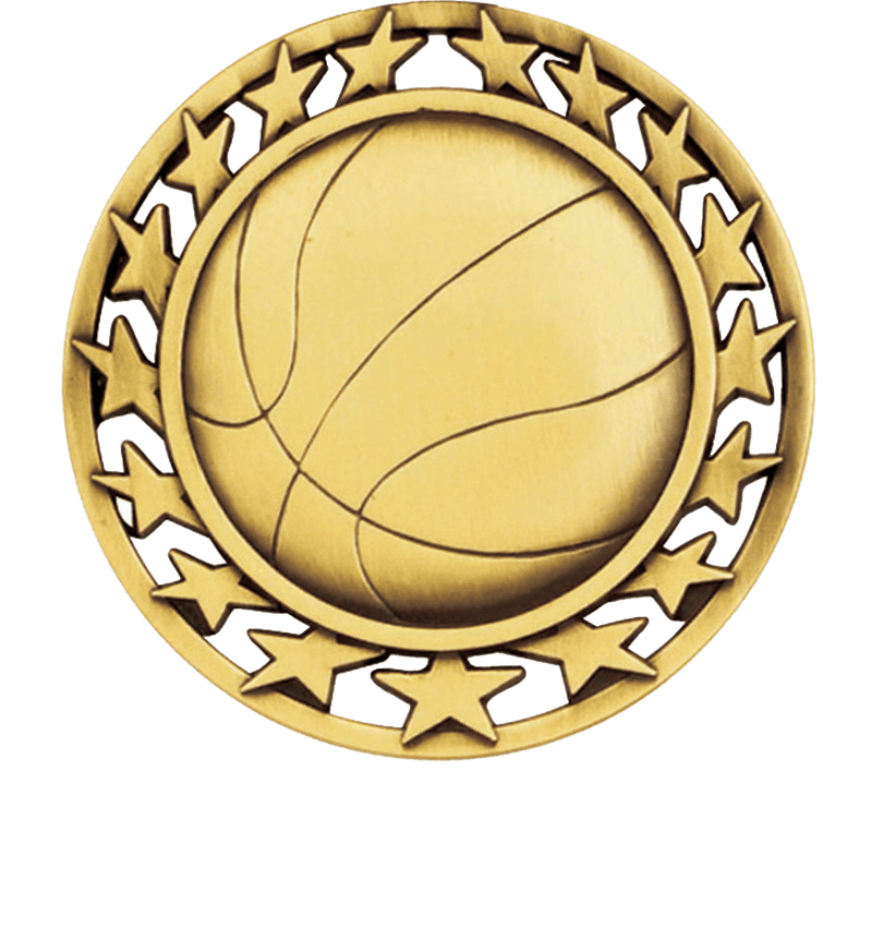 Gold Star Circle Basketball Medal
