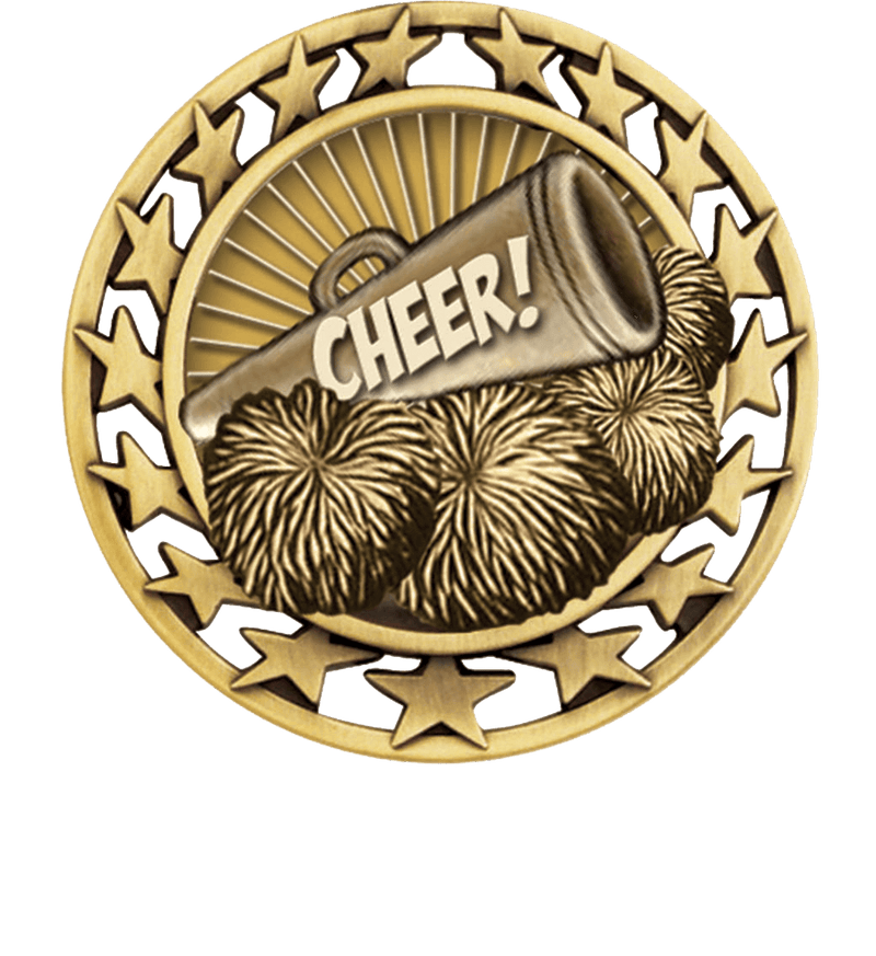 Gold Star Circle Cheer Medal