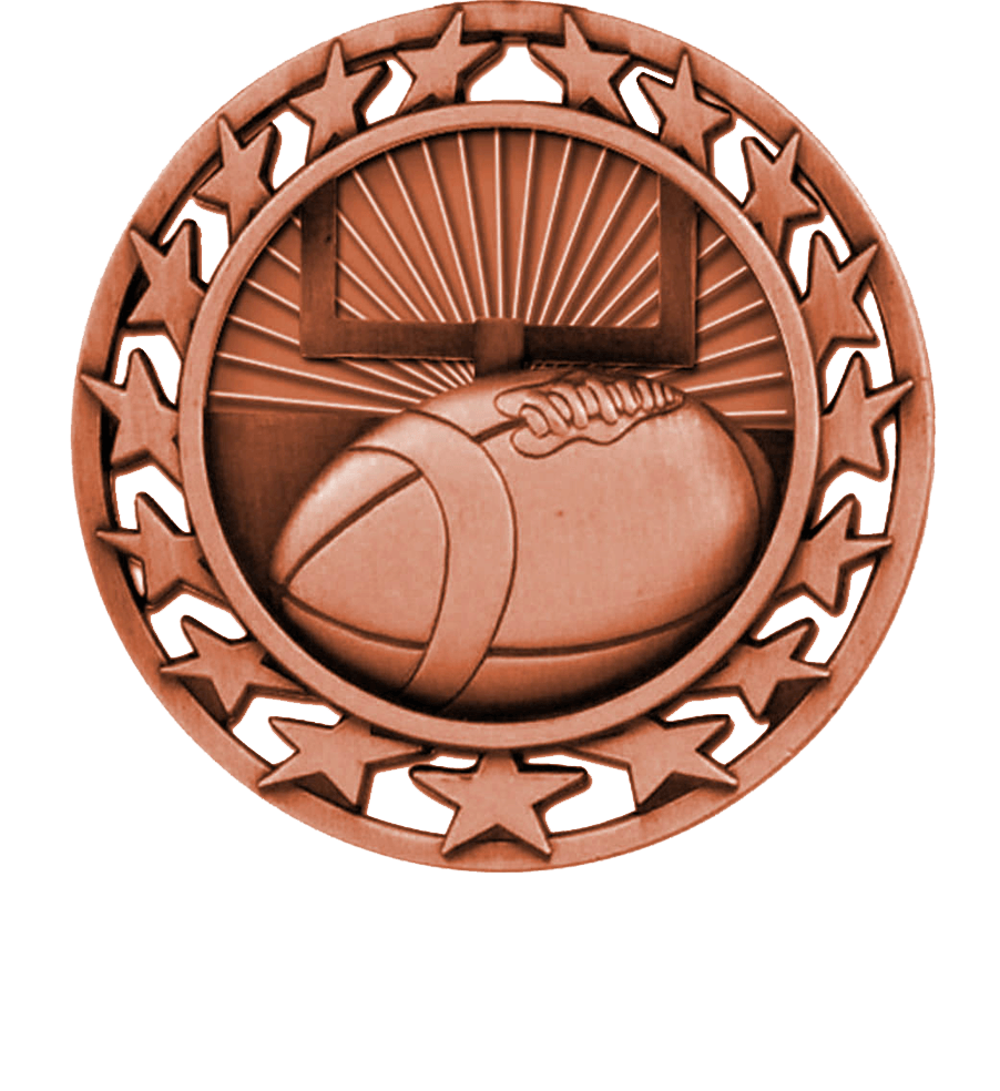 Bronze Star Circle Football Medal