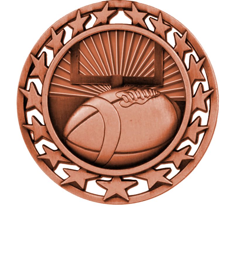 Bronze Star Circle Football Medal