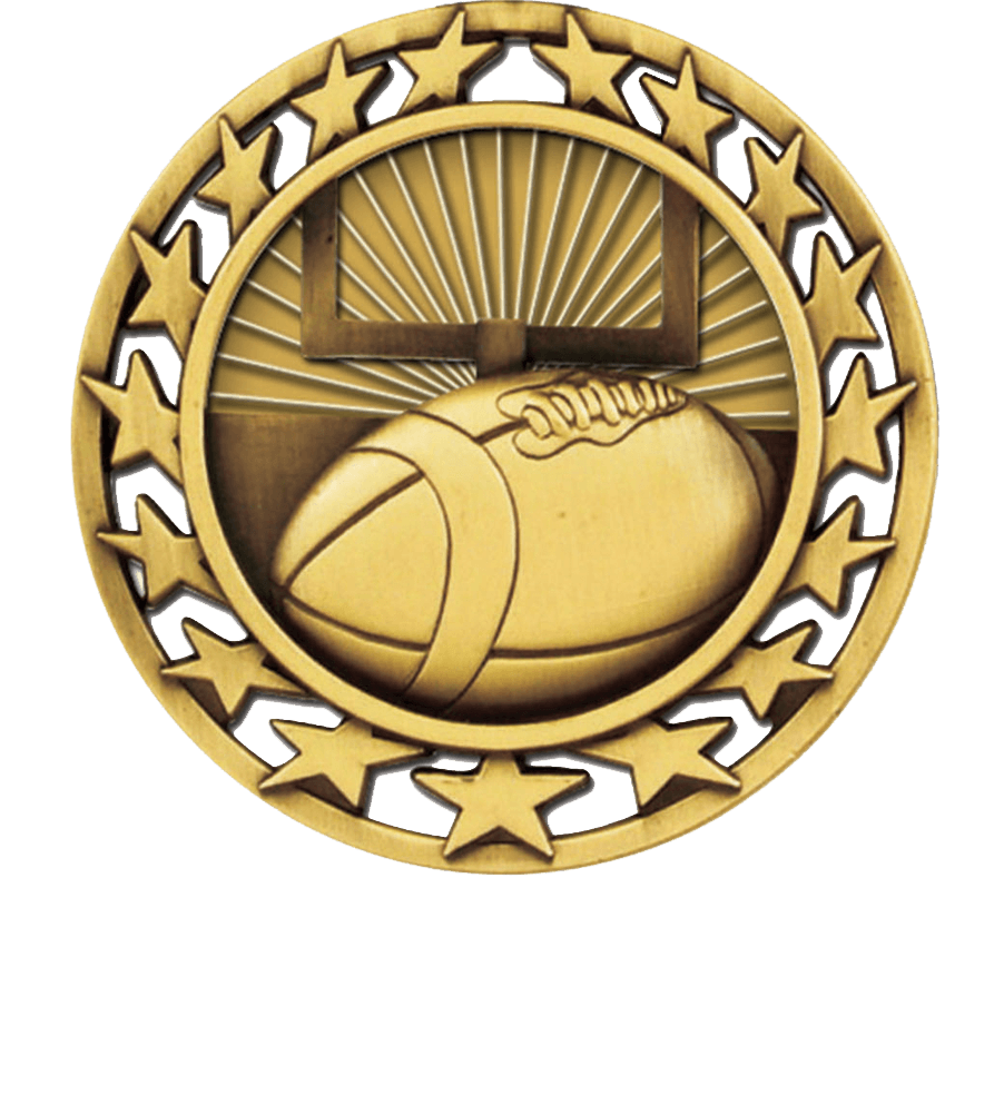 Gold Star Circle Football Medal