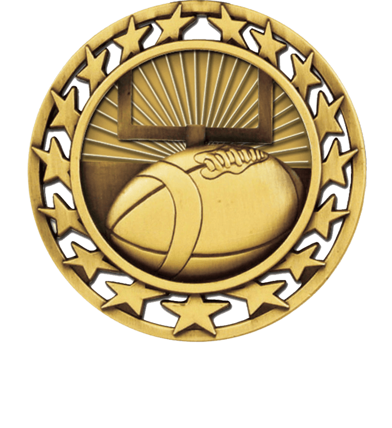 Gold Star Circle Football Medal