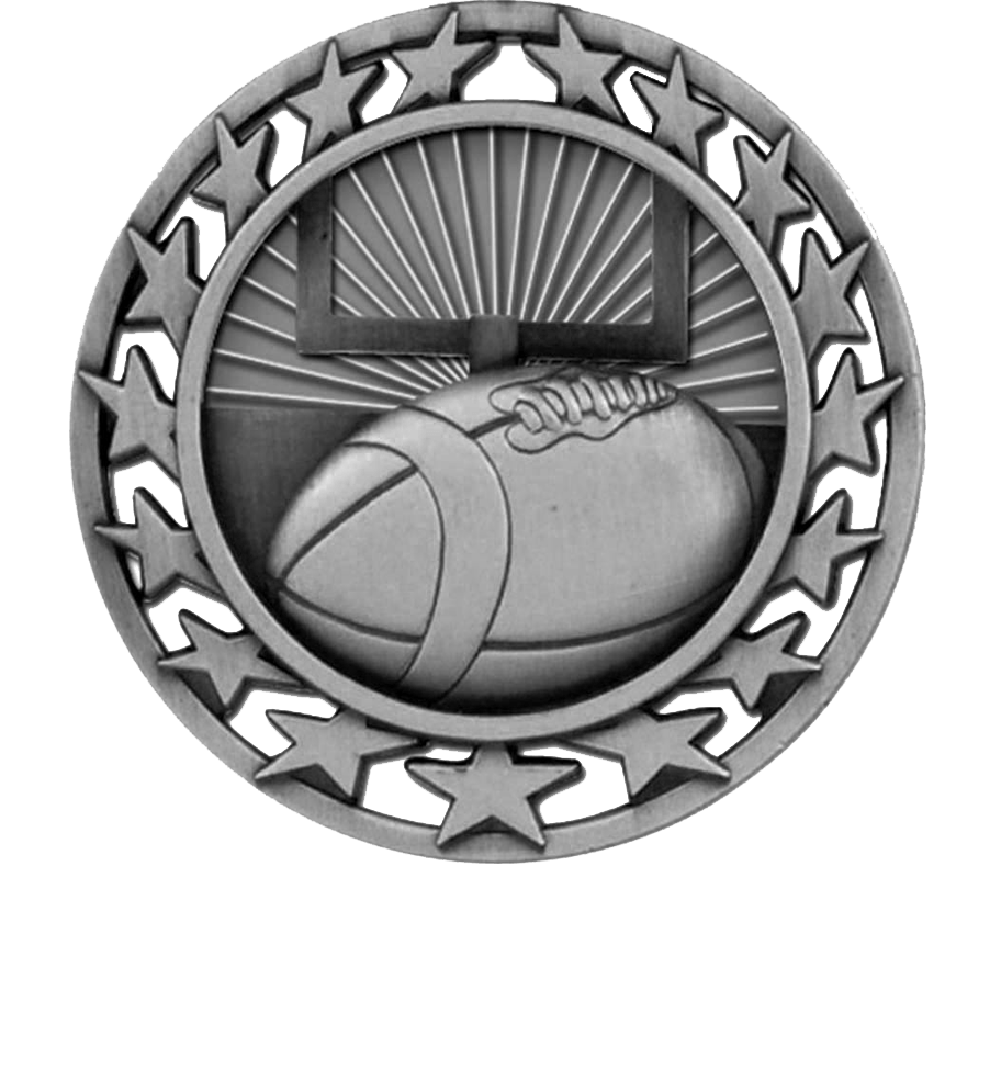 Silver Star Circle Football Medal