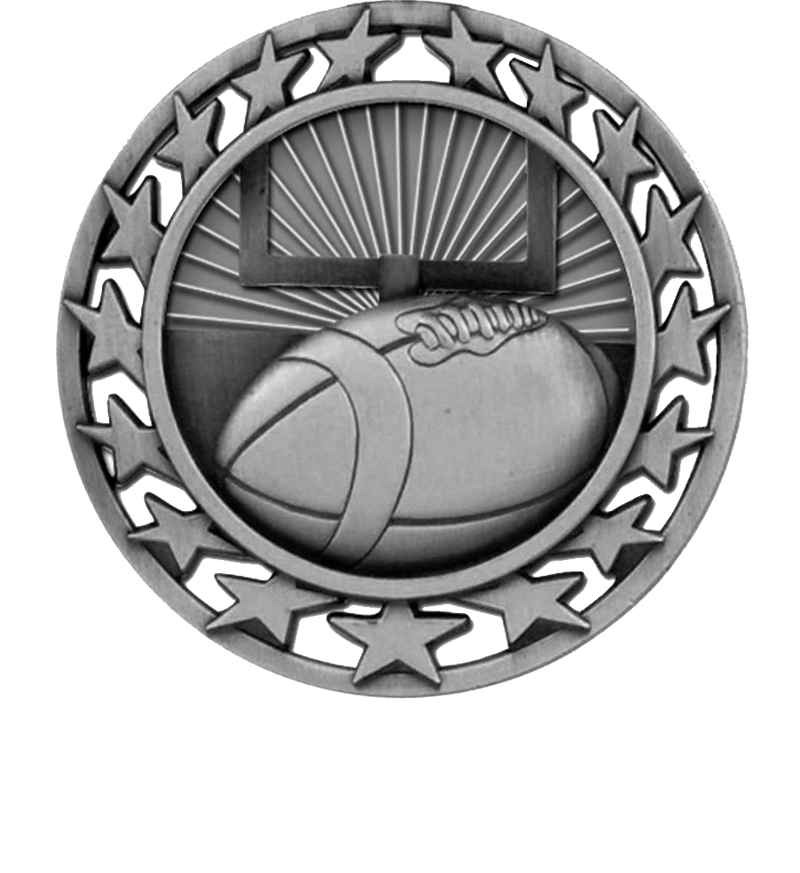 Silver Star Circle Football Medal