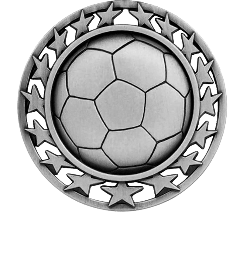 Silver Star Circle Soccer Medal