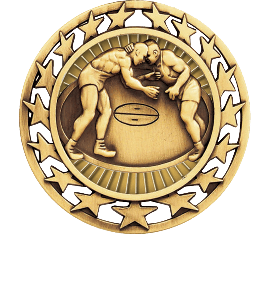 Gold Star Circle Wrestling Medal