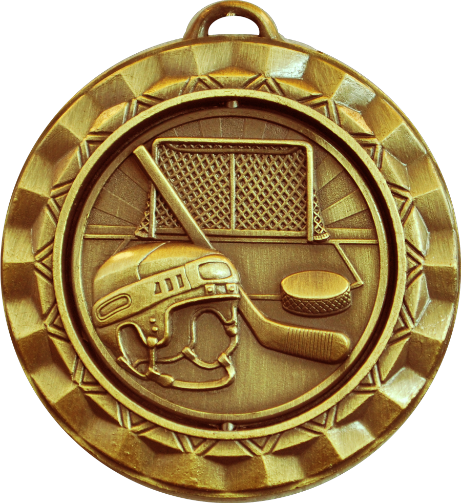 Gold Spin Hockey Medal