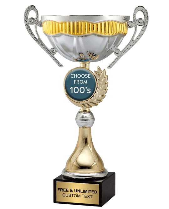 Silver & Gold Victory Cup Trophy with Mylar Insert