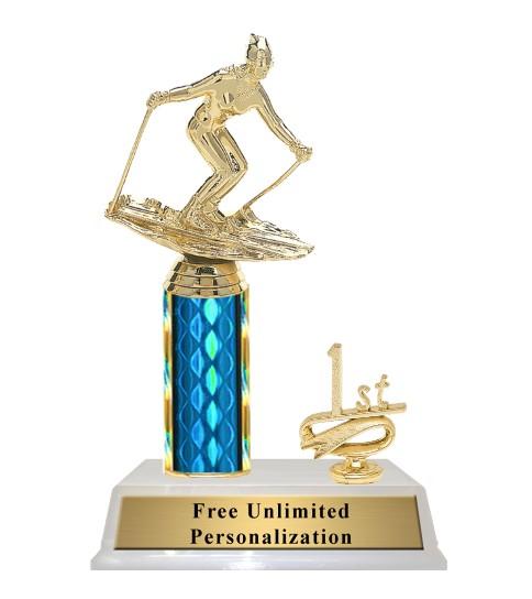 Skiing Boarding Column Trophy With Trim