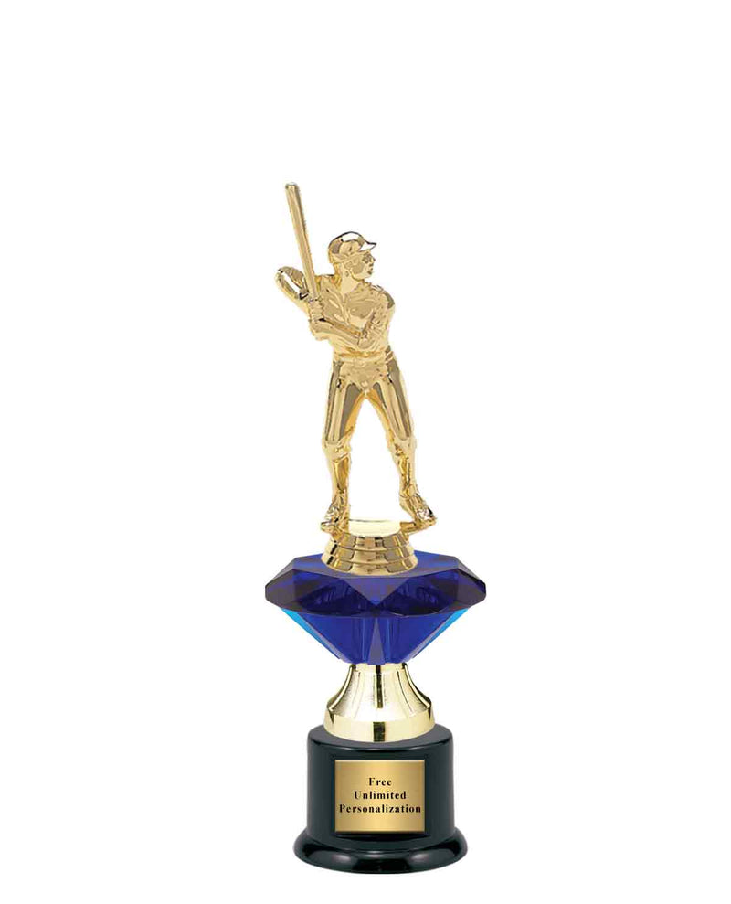 Small Blue Jewel Riser Baseball Trophy