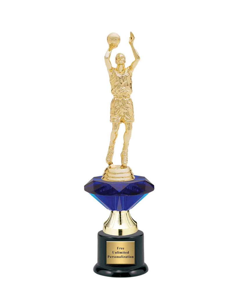 Small Blue Jewel Riser Basketball Trophy Small