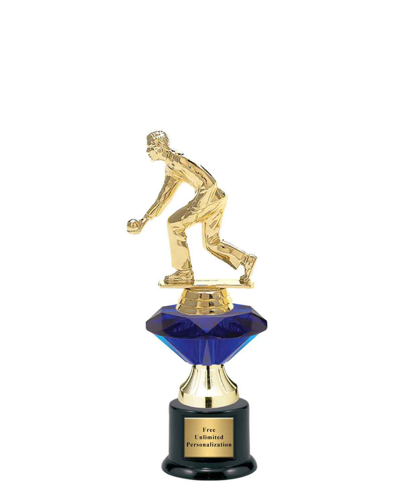 Small Blue Jewel Riser Bocce Trophy