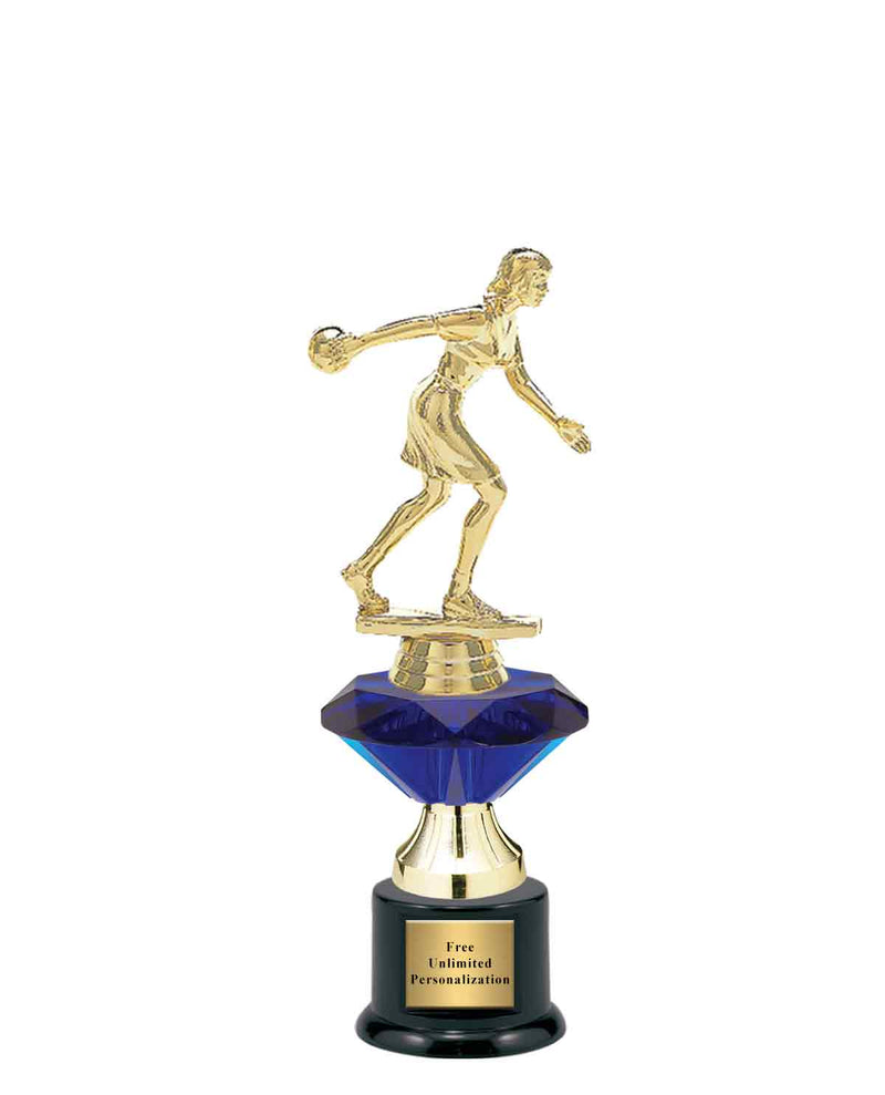 Small Blue Jewel Riser Bowling Trophy