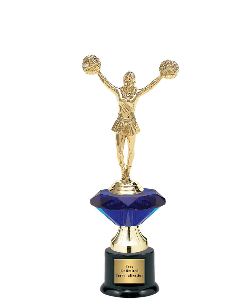 Small Blue Jewel Riser Cheer Trophy