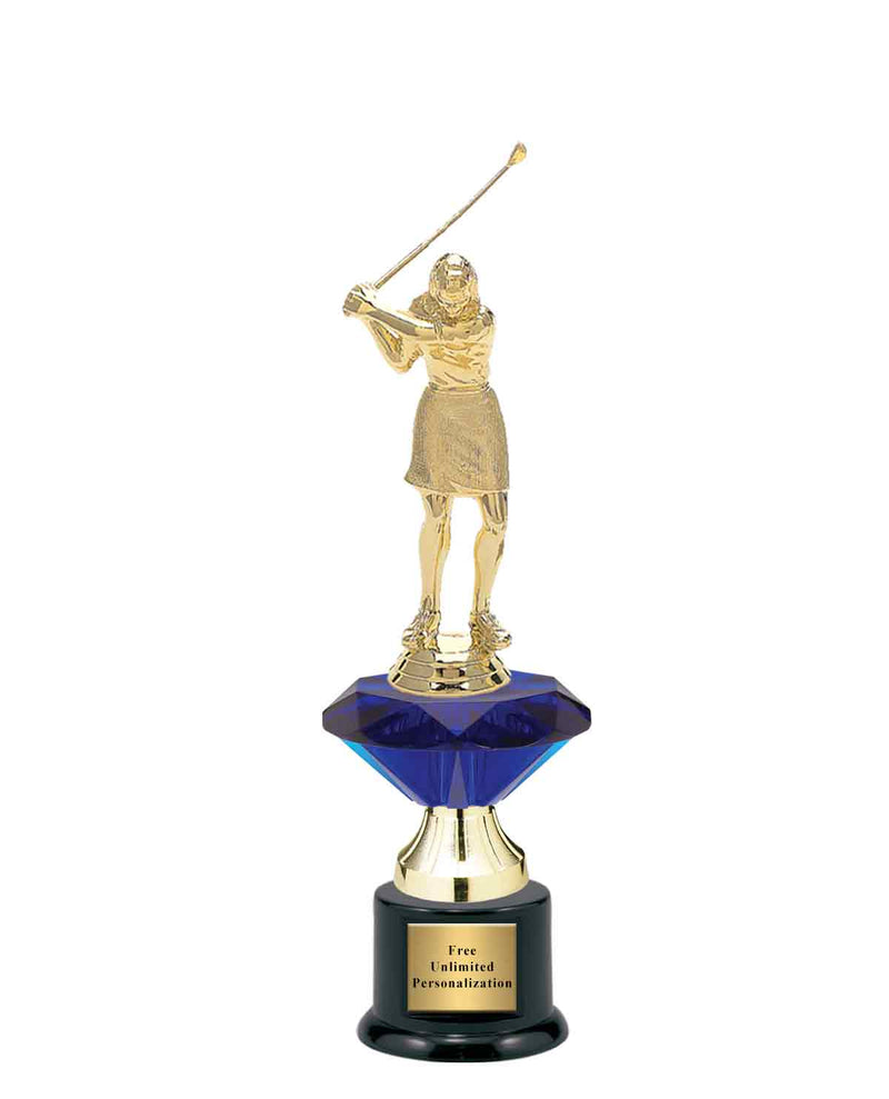Small Blue Jewel Riser Golf Trophy
