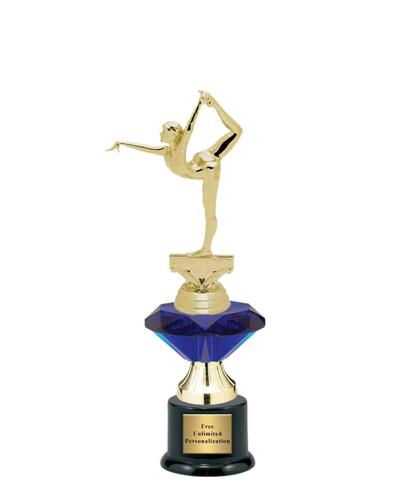 Small Blue Jewel Riser Gymnastics Trophy
