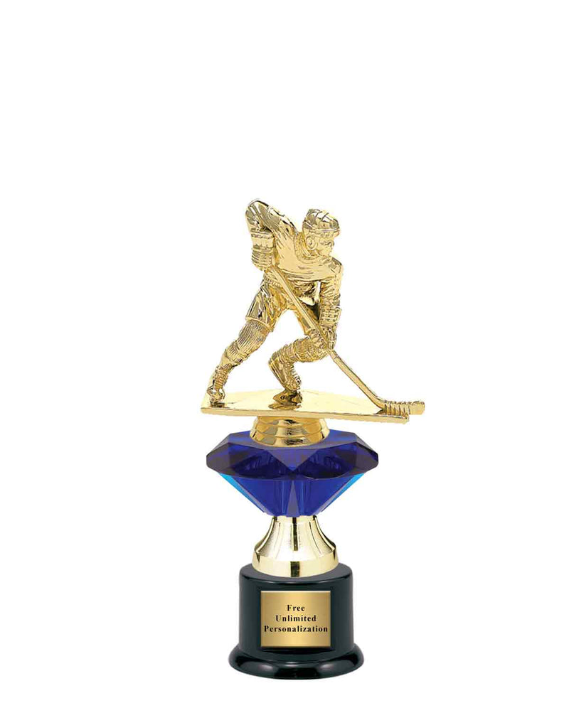 Small Blue Jewel Riser Hockey Trophy