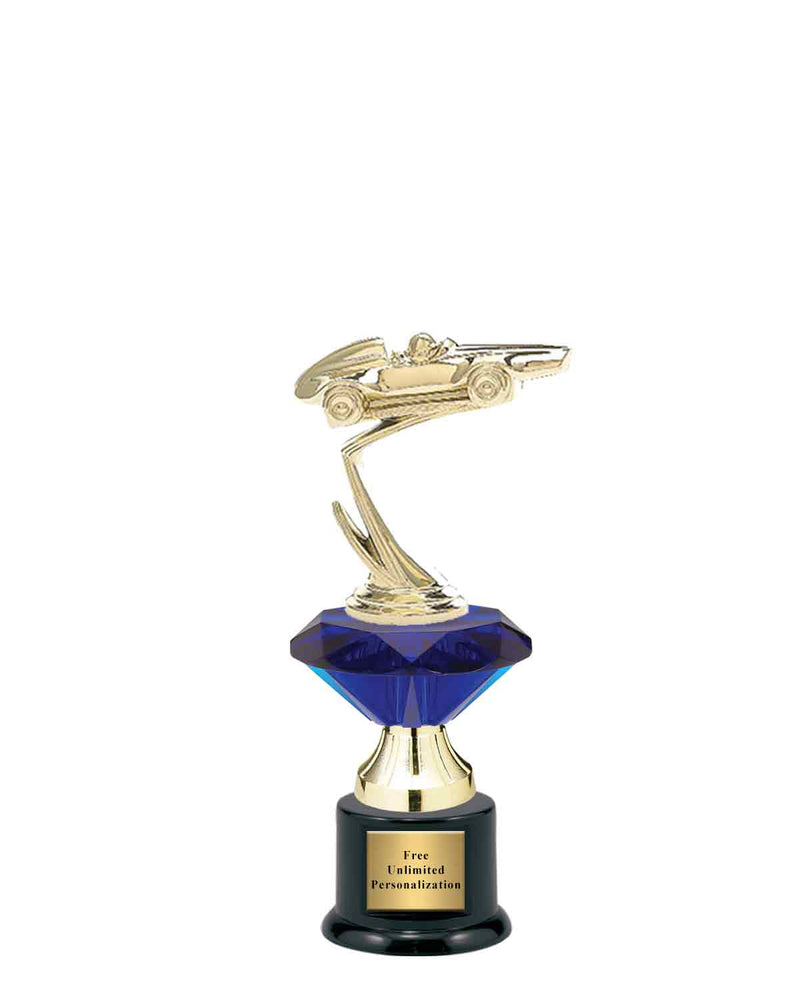 Small Blue Jewel Riser Pinewood Derby Trophy