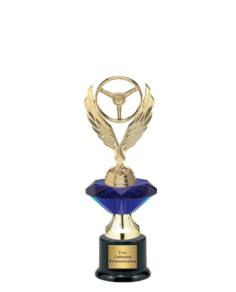 Small Blue Jewel Riser Racing Trophy