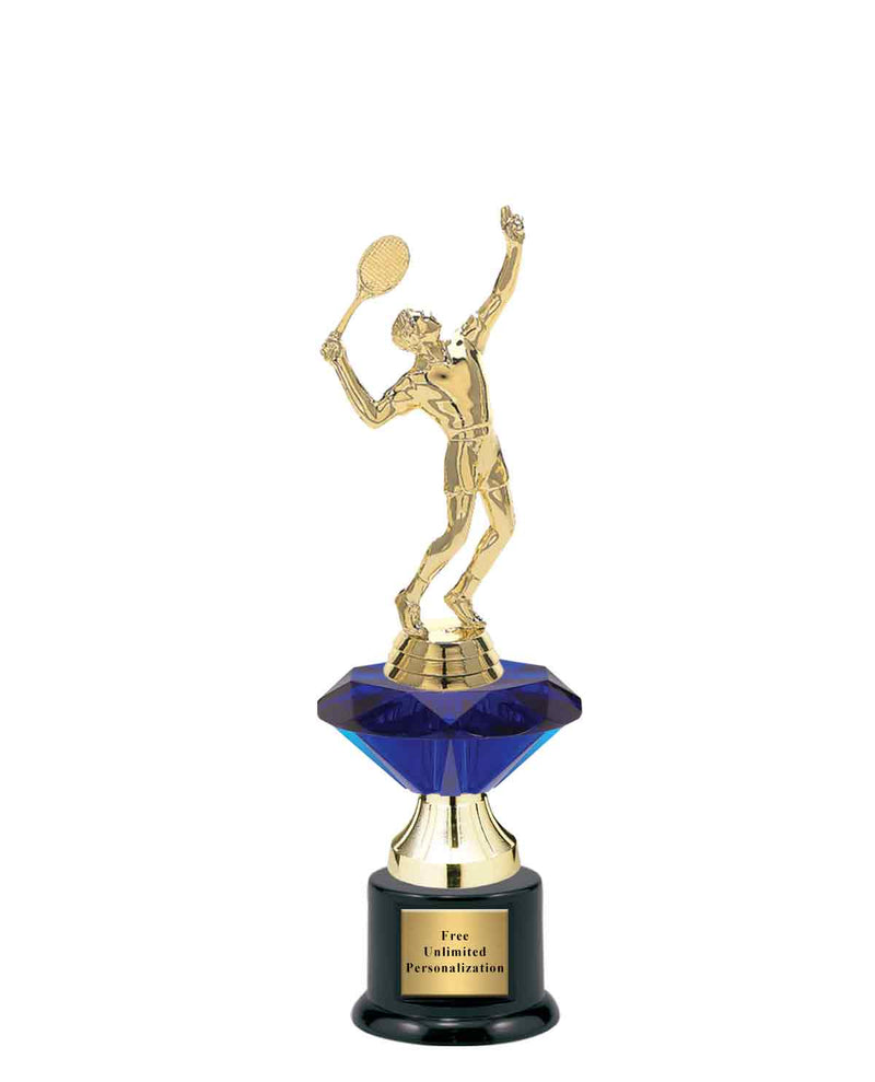 Small Blue Jewel Riser Tennis Trophy
