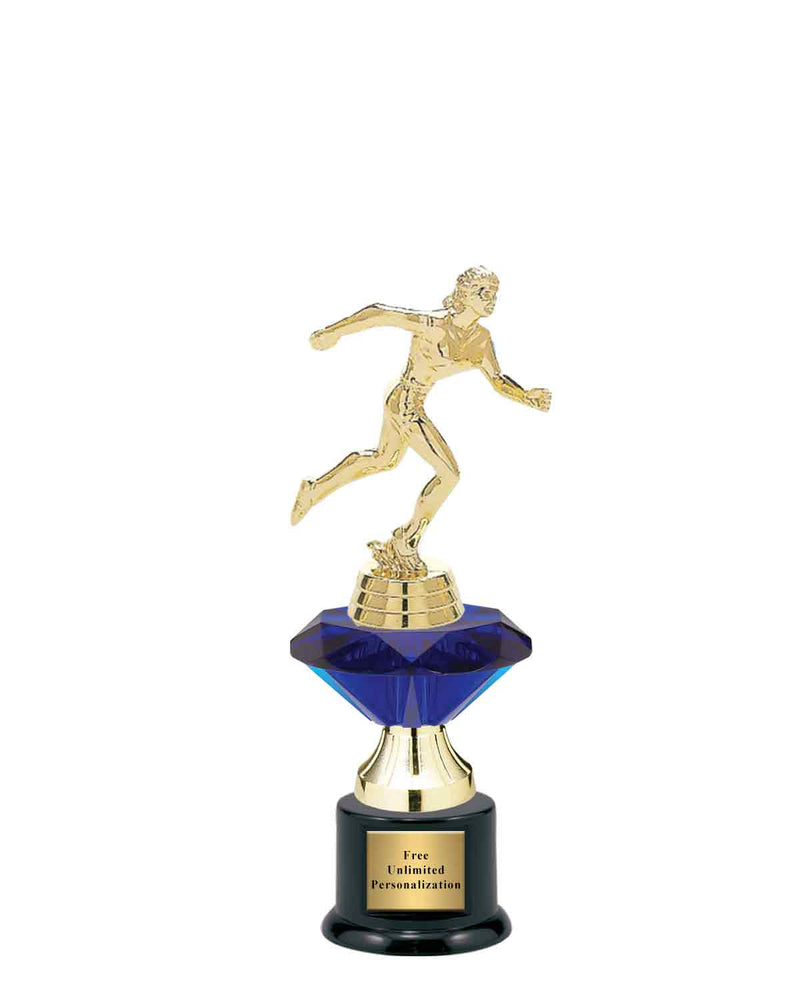 Small Blue Jewel Riser Track Trophy