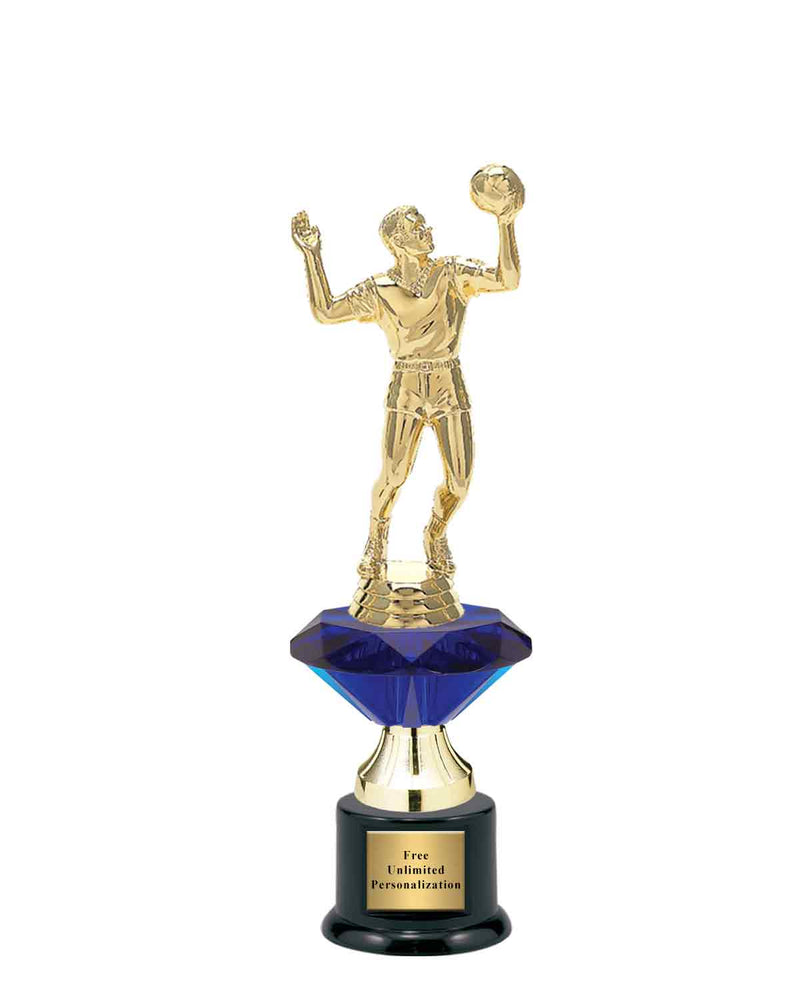 Small Blue Jewel Riser Volleyball Trophy