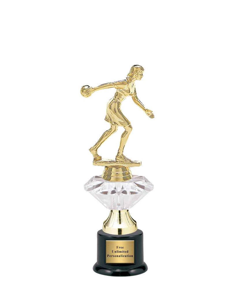 Small Clear Jewel Riser Bowling Trophy