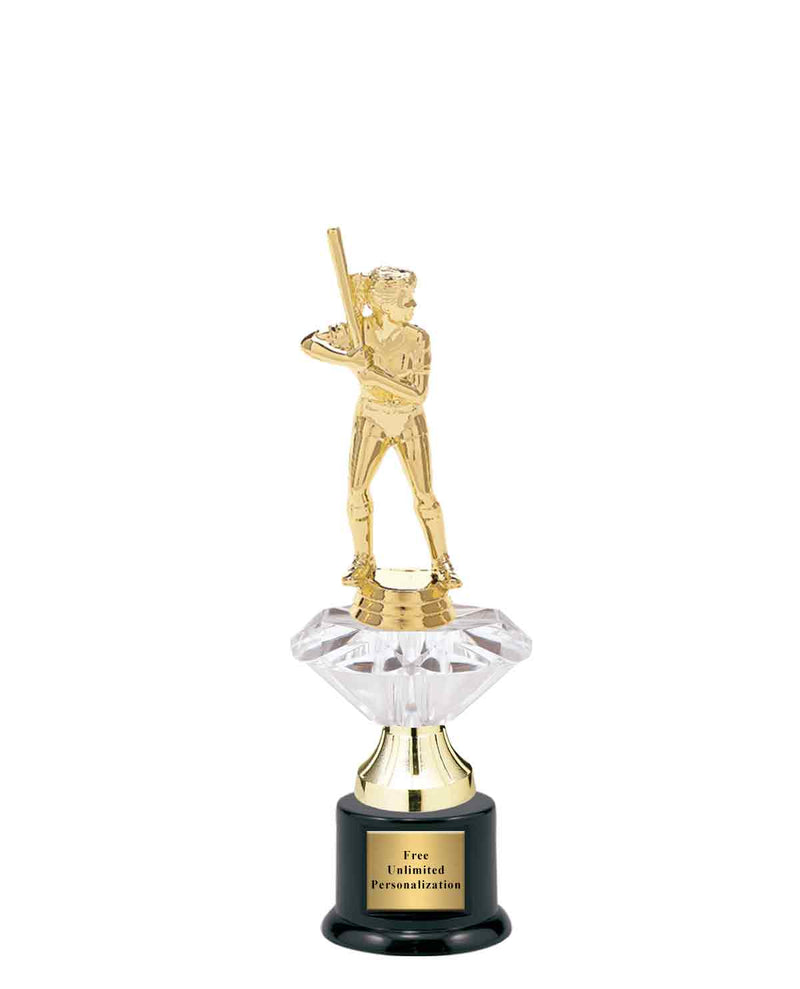 Small Clear Jewel Riser Softball Trophy
