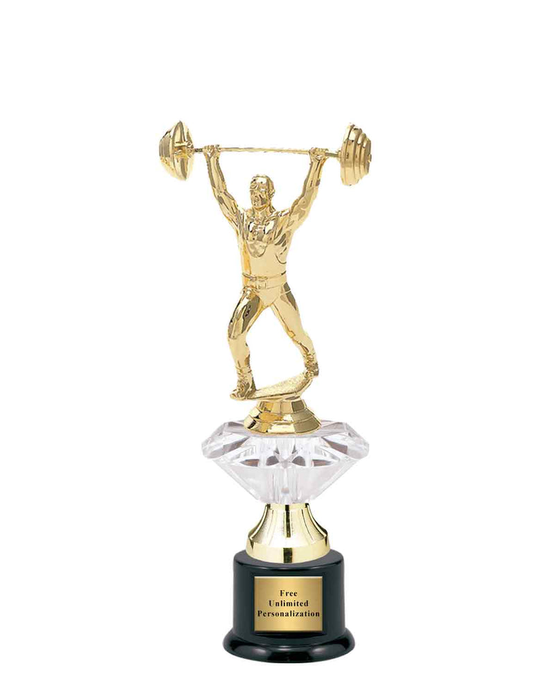 Small Clear Jewel Riser Weightlifting Trophy