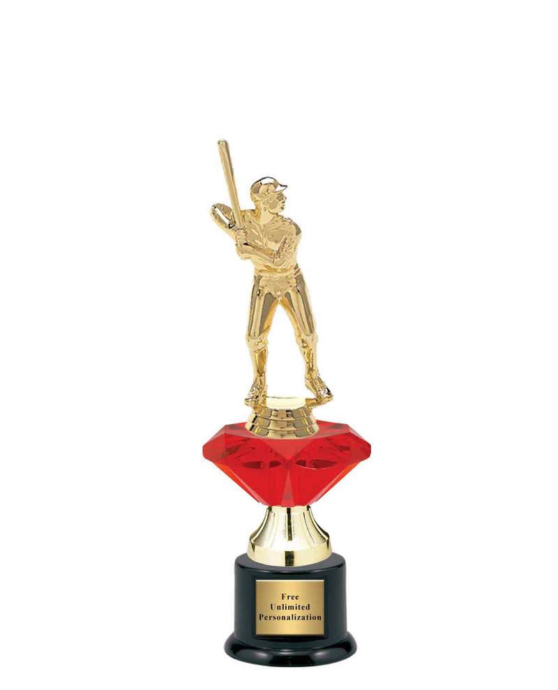 Small Red Jewel Riser Baseball Trophy