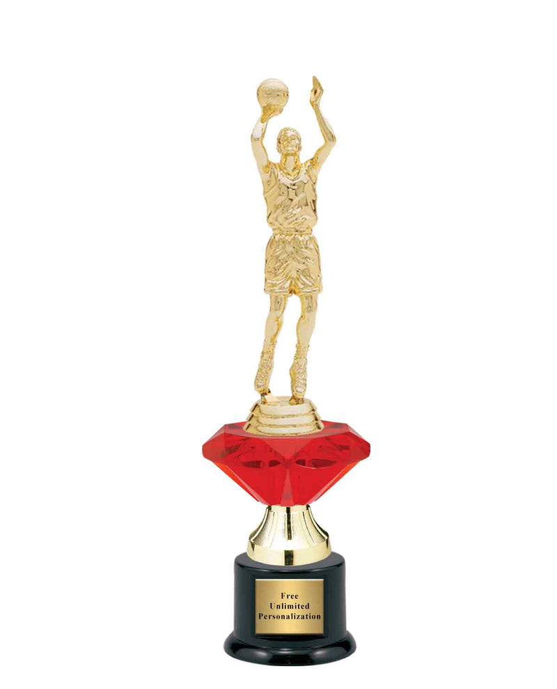 Small Red Jewel Riser Basketball Trophy Small