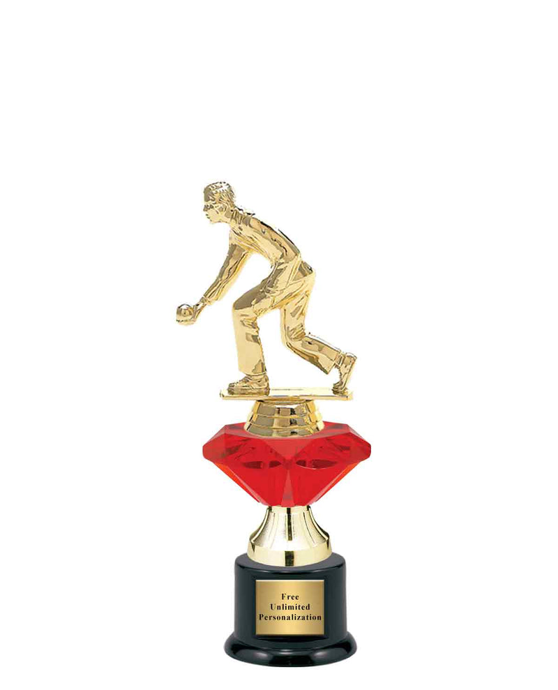 Small Red Jewel Riser Bocce Trophy