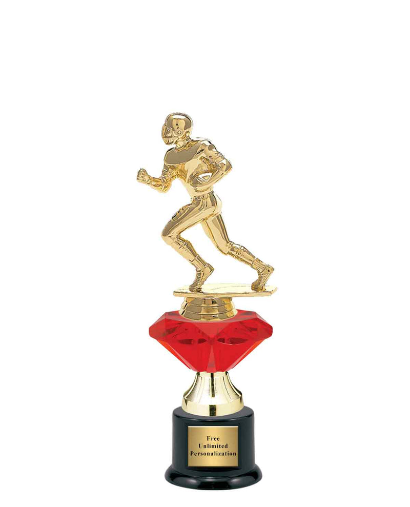 Small Red Jewel Riser Football Trophy