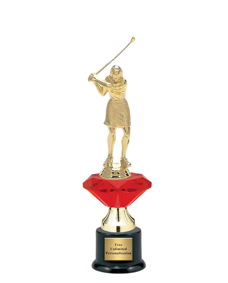 Small Red Jewel Riser Golf Trophy