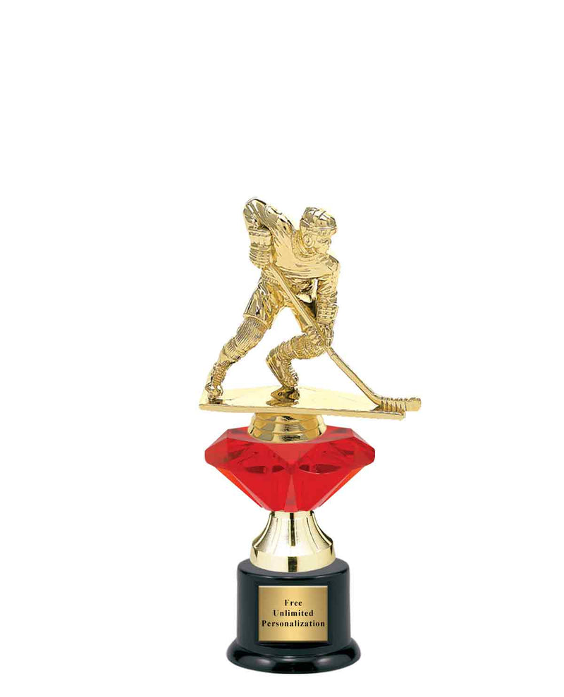 Small Red Jewel Riser Hockey Trophy