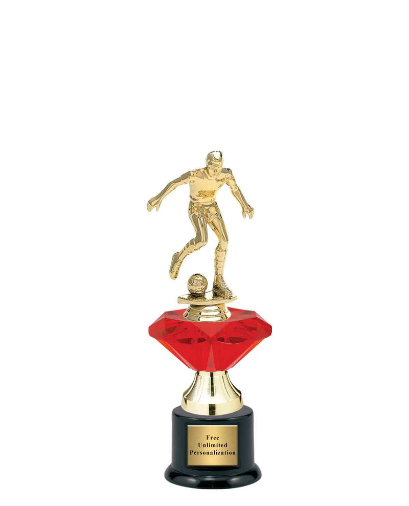 Small Red Jewel Riser Soccer Trophy
