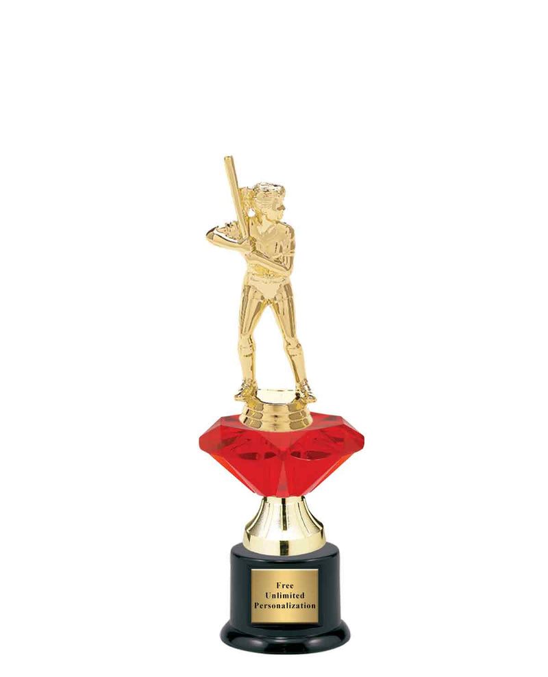Small Red Jewel Riser Softball Trophy