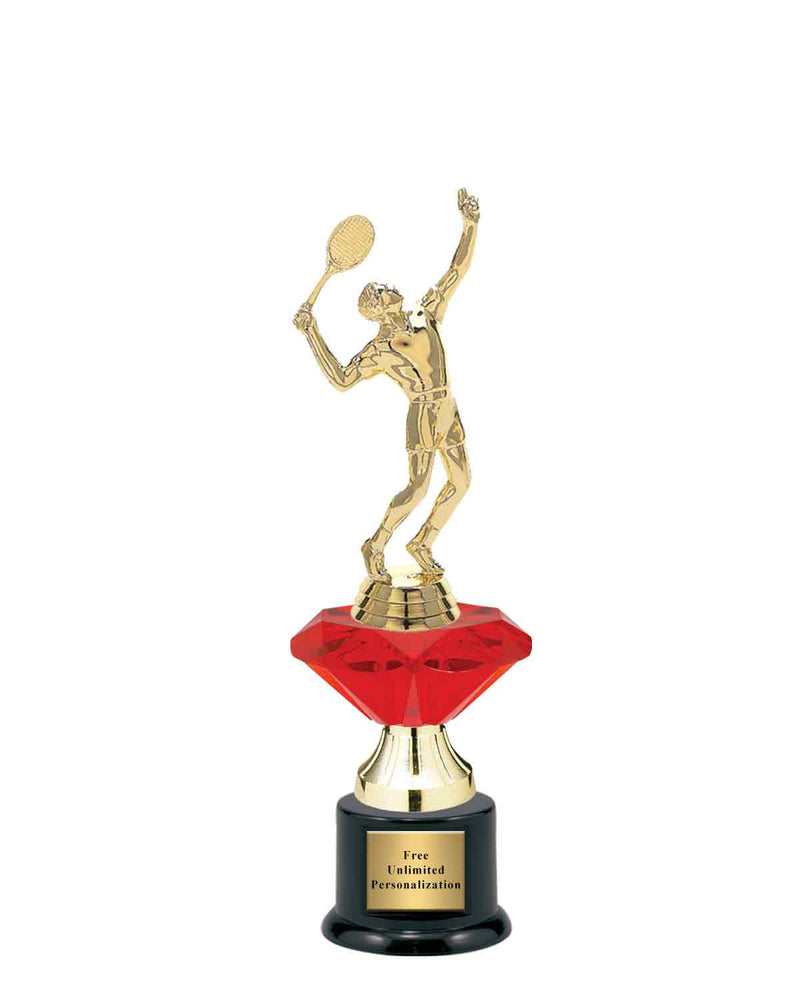 Small Red Jewel Riser Tennis Trophy