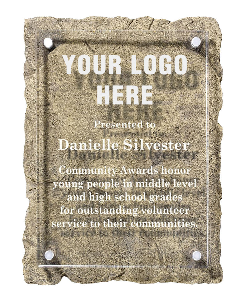 Laser Engraved Stone Resin Floating Acrylic Plaque