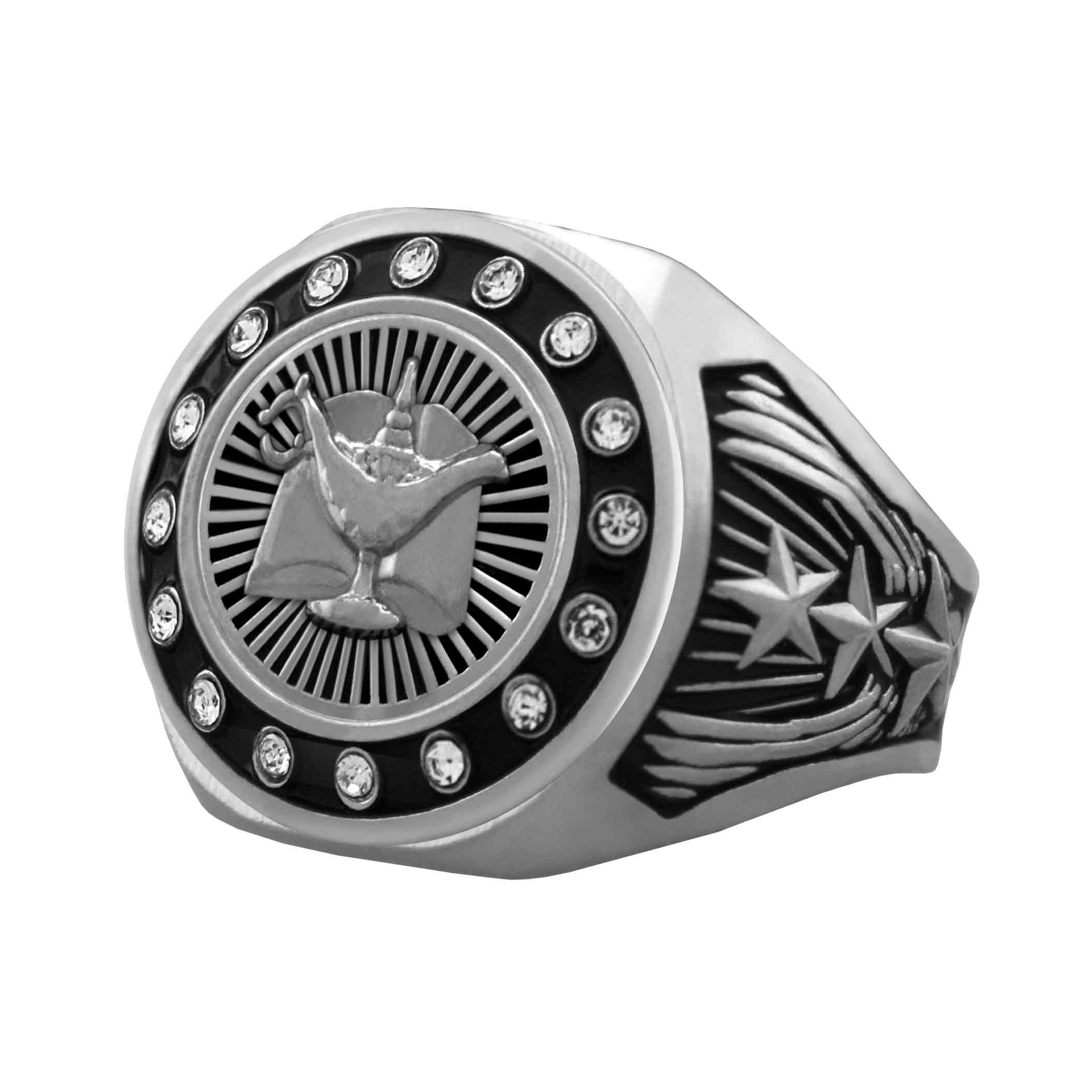 Bright Silver Academic Championship Ring - Stones