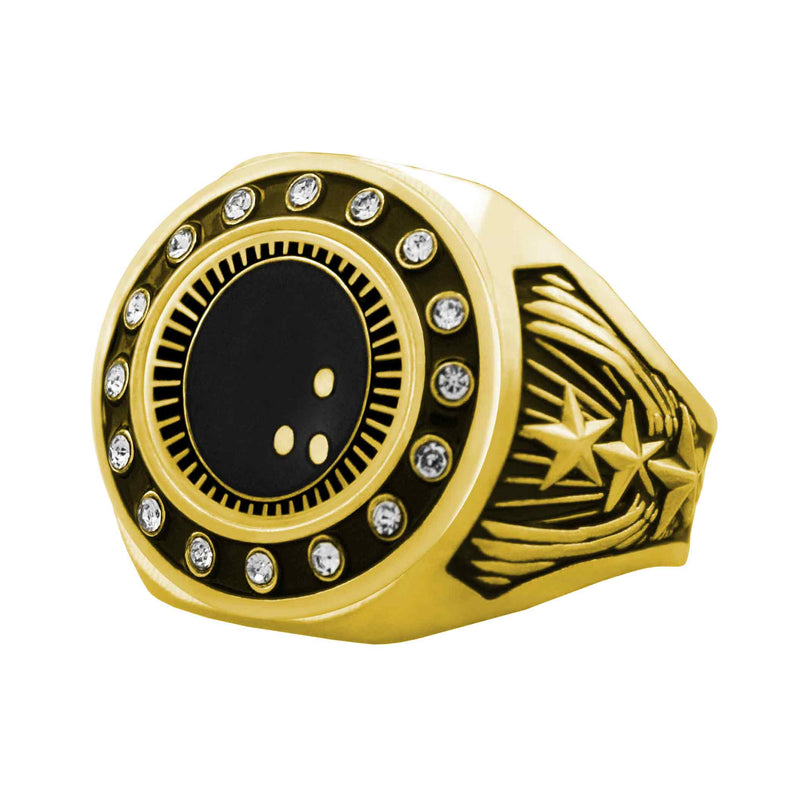 Bright Gold Bowling Championship Ring - Stones