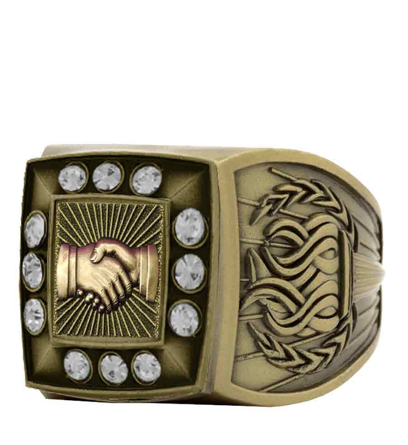Gold Business Championship Ring With Stones Bezel