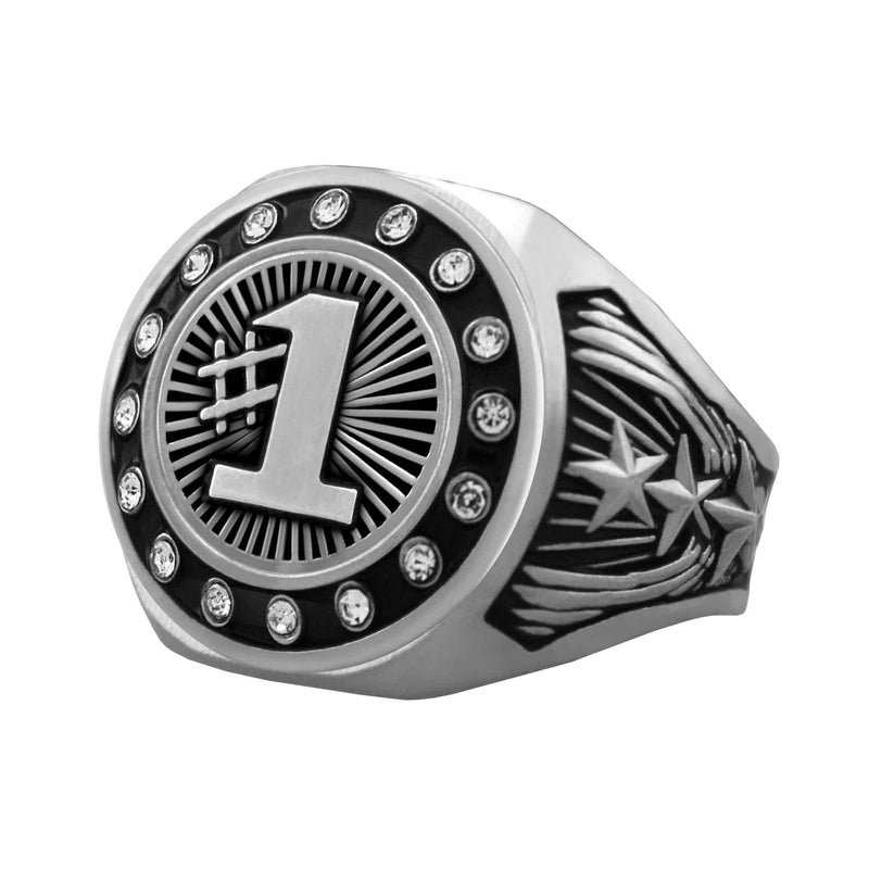 Bright Silver First Place Championship Ring - Stones