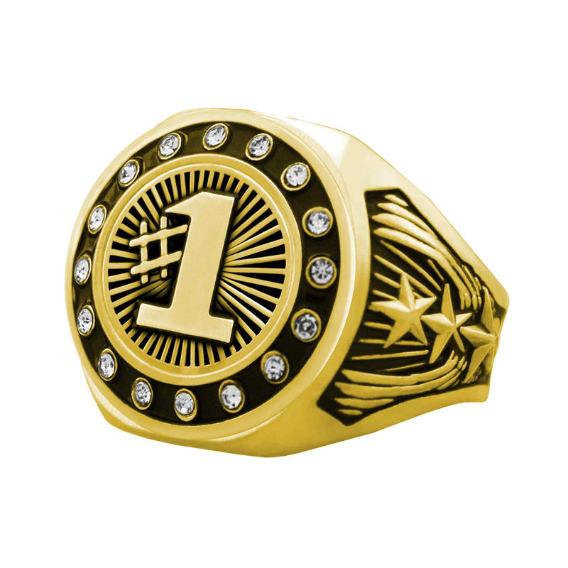 Bright Gold First Place Championship Ring - Stones