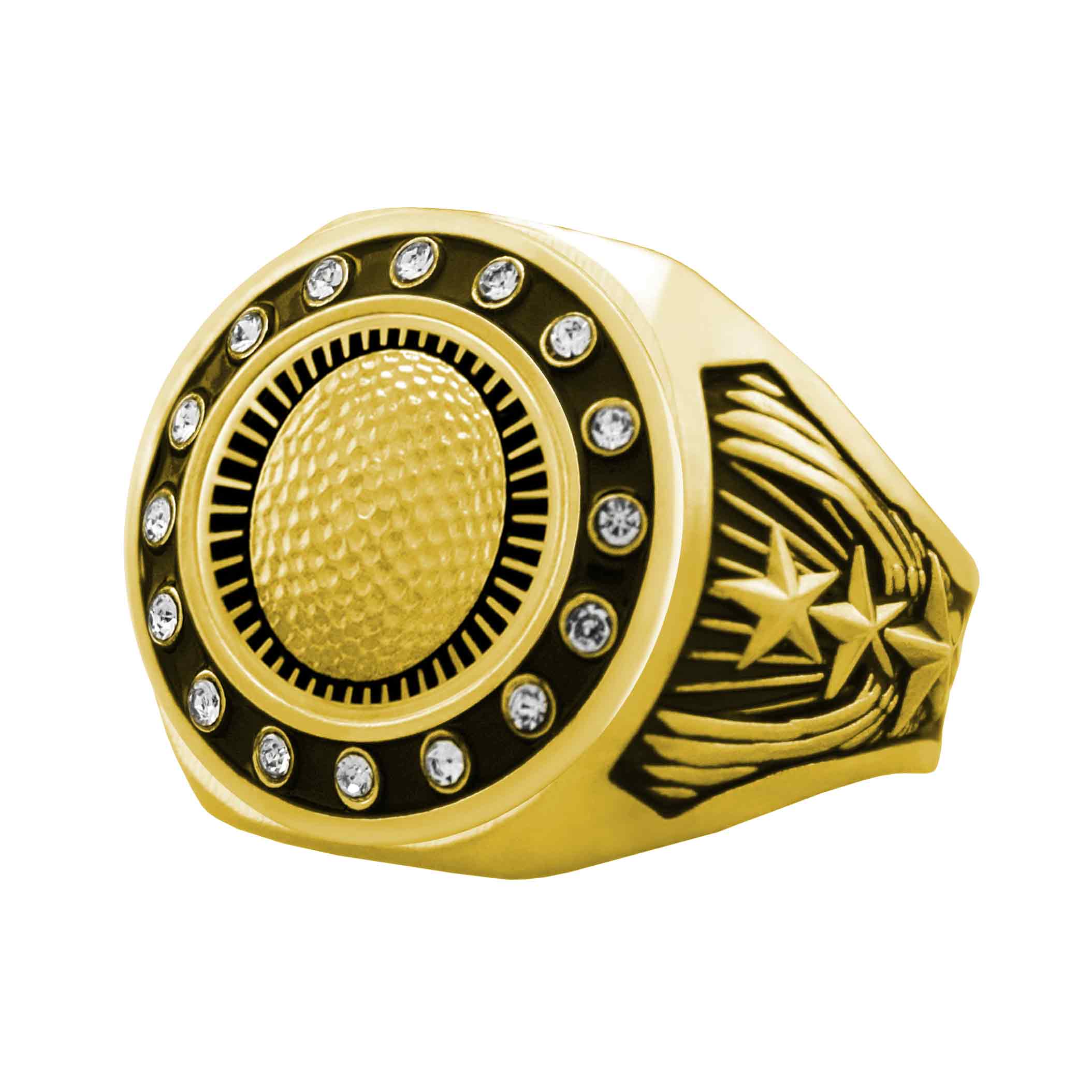 Bright Gold Golf Championship Ring - Stones