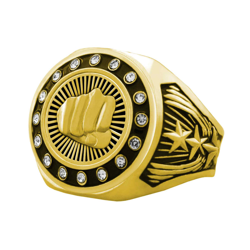 Bright Gold Martial Arts Championship Ring - Stones