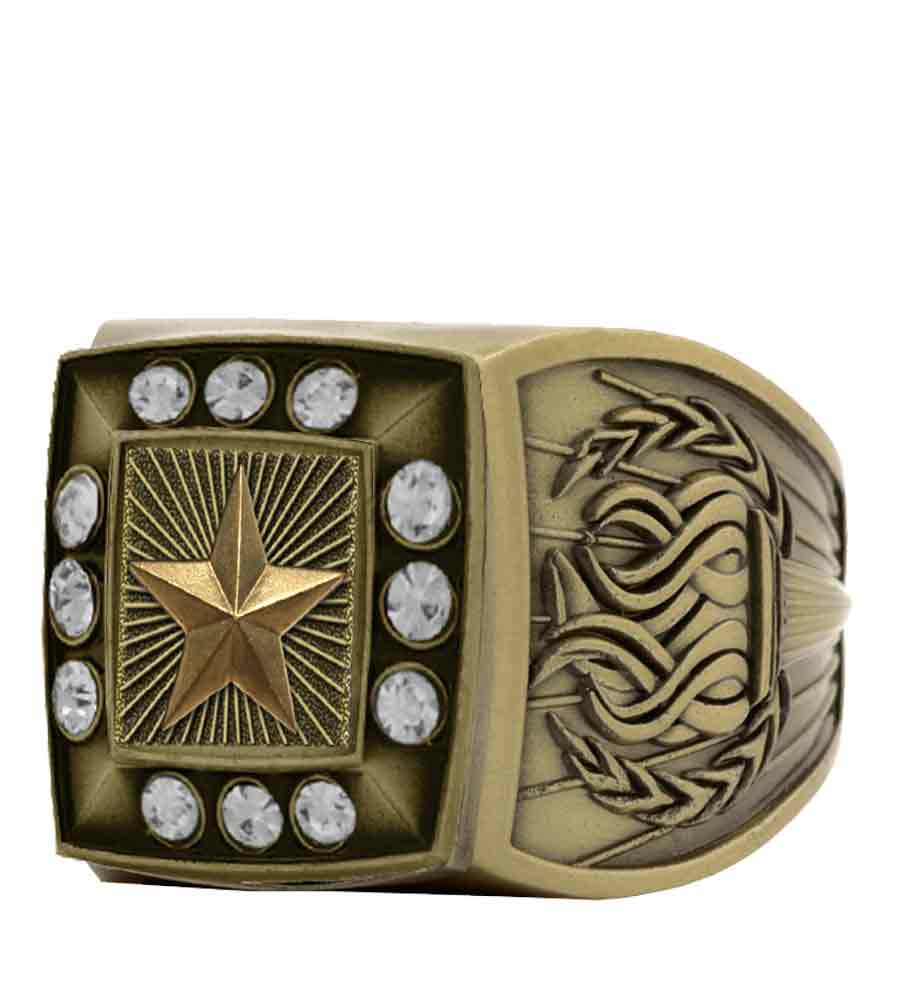 Gold Star Championship Ring With Stones Bezel