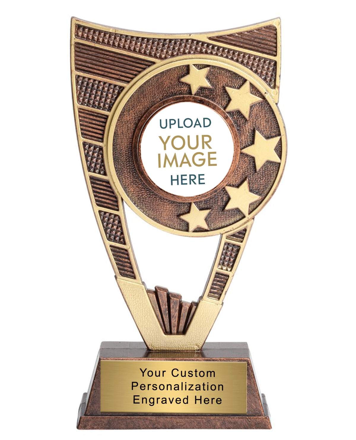 Custom Insert Trophy Jumbo 9 Inch Motion Shield Custom Insert Trophy