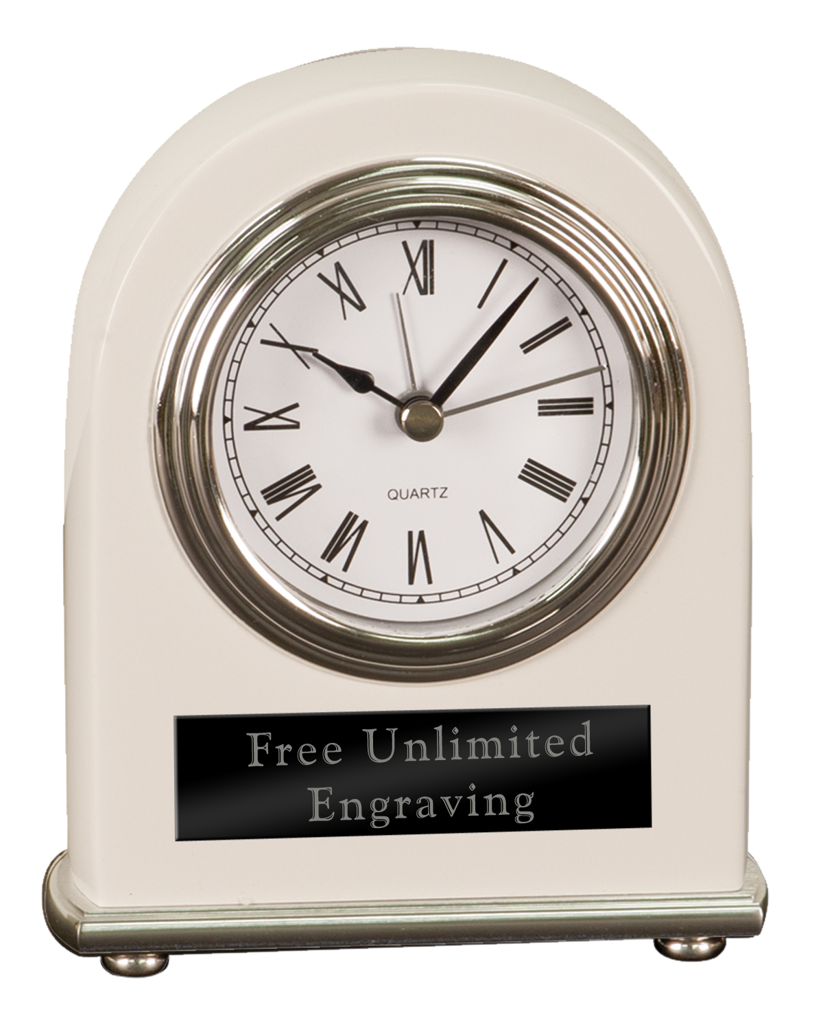 White Arch Piano Finish Desk Clock