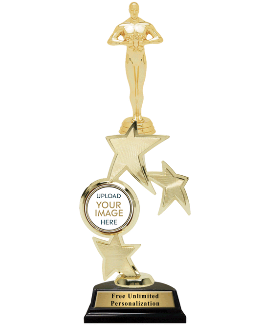 Triple Star Spin Action Custom Insert Trophy